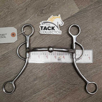 LS Curved Mullen Mouth Western Bit, center roller, barrel sides *gc, mnr scuffs, clean, scuffs, stains, scratches
