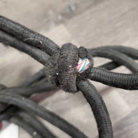 Nylon Rope Halter, leather "bronc" nose, lead *gc, mnr hair, dirt, stiff, frays, dirt