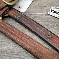 Triple Stitch Leather Halter, 2 Sheepskin Covers, nameplate *vgc, mnr dirt, older?, stains, creases, edge scrapes
