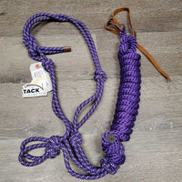 Thick Soft Nylon Rope Halter, attached Soft Nylon Lead Rope, Leather Tassle End *like new