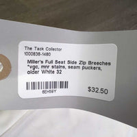 Full Seat Side Zip Breeches *vgc, mnr stains, seam puckers, older
