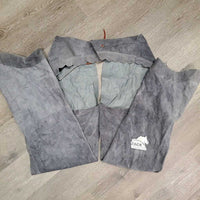 Thin Suede Full Western Chaps, scalloped edges, leather lace back *vgc, mnr rubs, dirt & stains
