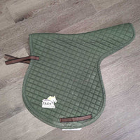 Thick Quilt Fitted Hunter Saddle Pad *gc/fair, clean, add on tabs, missing 1 tab, holey edges, older, rubs, stains, clean, faded
