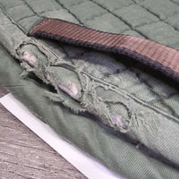 Thick Quilt Fitted Hunter Saddle Pad *gc/fair, clean, add on tabs, missing 1 tab, holey edges, older, rubs, stains, clean, faded

