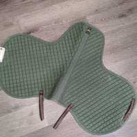 Thick Quilt Fitted Hunter Saddle Pad *gc/fair, clean, add on tabs, missing 1 tab, holey edges, older, rubs, stains, clean, faded
