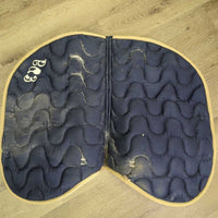 Quilt Jumper Saddle Pad, piping "EDG" *gc, dirty, film, hairy, edges: pills, thin & rubs
