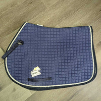 Thick Quilt Jumper Saddle Pad, piping *gc, clean, faded, hairy, older, rubs, pills, frays, dingy, threads
