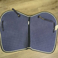 Thick Quilt Jumper Saddle Pad, piping *gc, clean, faded, hairy, older, rubs, pills, frays, dingy, threads
