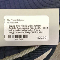 Thick Quilt Jumper Saddle Pad, piping *gc, clean, faded, hairy, older, rubs, pills, frays, dingy, threads
