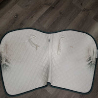 Quilt Jumper Pad, 1x piping *gc, clean, older, dingy, stains, mnr hair, rubs, puckers, pills
