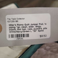Quilt Jumper Pad, 1x piping *gc, clean, older, dingy, stains, mnr hair, rubs, puckers, pills

