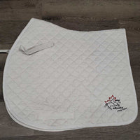 Quilt Jumper Pad, "Alberta Young Riders" *gc, clean, dingy, hair, pills, stains, puckers
