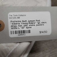 Quilt Jumper Pad, "Alberta Young Riders" *gc, clean, dingy, hair, pills, stains, puckers
