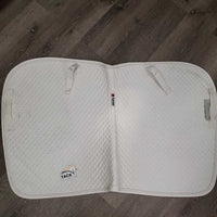 Quilt Dressage Pad, 1x piping *gc, clean, mnr dingy, hair, puckers, stains, threads, curled edge, rubs, pills
