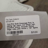 Quilt Dressage Pad, 1x piping *gc, clean, mnr dingy, hair, puckers, stains, threads, curled edge, rubs, pills

