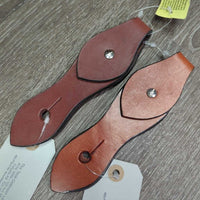 2 Basket Tooled Leather Slobber Straps, Conchos, tag *new, stains
