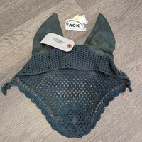 Crochet Ear Bonnet Fly Veil, Piping *gc, hair, clean, faded, curled, No String, shrunk, puckered, older
