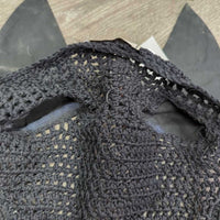 Crochet Ear Bonnet Fly Veil, 2x Piping *vgc, clean, hairy, curled edges
