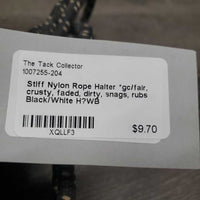Stiff Nylon Rope Halter *gc/fair, crusty, faded, dirty, snags, rubs
