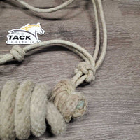 Thin Stiff Nylon Rope Halter, attached Nylon Lead Rope *gc/fair, v.faded, rubs, stains, twists/pops, frays

