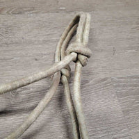 Thin Stiff Nylon Rope Halter, attached Nylon Lead Rope *gc/fair, v.faded, rubs, stains, twists/pops, frays
