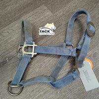 Stiff Nylon Halter, Slip Nose, spring snap *fair, crusty, stiff, faded, v.hairy, frays, rust, threads, older
