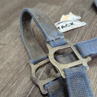 Stiff Nylon Halter, Slip Nose, spring snap *fair, crusty, stiff, faded, v.hairy, frays, rust, threads, older
