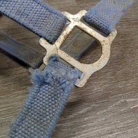 Stiff Nylon Halter, Slip Nose, spring snap *fair, crusty, stiff, faded, v.hairy, frays, rust, threads, older
