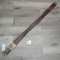 Narrow Thin Leather Girth, 1 els *gc/fair, torn elastic, creases & cracks, older
