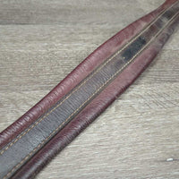 Narrow Thin Leather Girth, 1 els *gc/fair, torn elastic, creases & cracks, older
