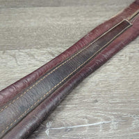 Narrow Thin Leather Girth, 1 els *gc/fair, torn elastic, creases & cracks, older
