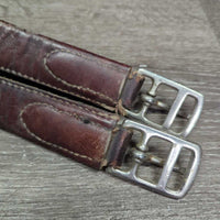 Narrow Thin Leather Girth, 1 els *gc/fair, torn elastic, creases & cracks, older
