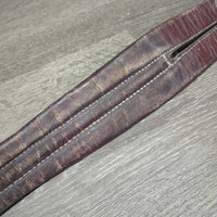 Narrow Thin Leather Girth, 1 els *gc/fair, torn elastic, creases & cracks, older
