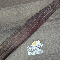 Narrow Thin Leather Girth, 1 els *gc/fair, torn elastic, creases & cracks, older
