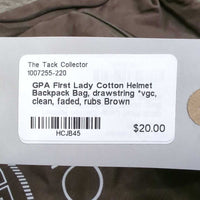 Cotton Helmet Backpack Bag, drawstring *vgc, clean, faded, rubs
