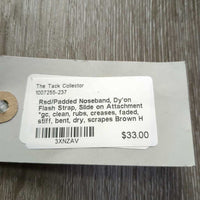 Rsd/Padded Noseband, Dy'on Flash Strap, Slide on Attachment *gc, clean, rubs, creases, faded, stiff, bent, dry, scrapes
