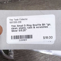 Thin Small D Ring Snaffle Bit *gc, clean, stains, rubs & scratches
