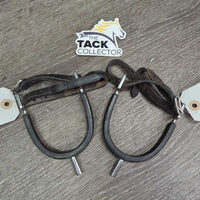 Pr Pow Spurs, rubber guards, Narrow Leather Spur Straps*gc, clean, rubs, faded, dirt, dents, twists
