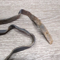 Narrow Leather Spur Straps, Butterfly Bling *gc/fair, broken/shortened, clean & dirt, torn hole, missing bling
