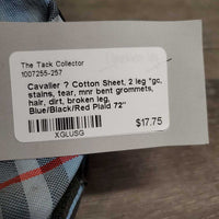 Cotton Sheet, 2 leg *gc, stains, tear, mnr bent grommets, hair, dirt, broken leg
