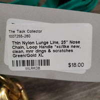 Thin Nylon Lunge Line, 25" Nose Chain, Loop Handle *xc/like new, clean, mnr dings & scratches
