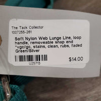 Soft Nylon Web Lunge Line, loop handle, removeable snap end *vgc/gc, stains, clean, rubs, faded
