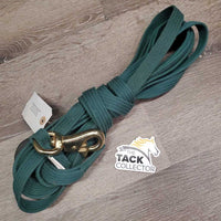 Cotton Web Lunge Line, rubber disc end, bull snap *vgc, mnr staining, dirt, hair
