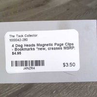 4 Dog Heads Magnetic Page Clips - Bookmarks *new, creases
