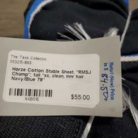 Cotton Stable Sheet, "RMSJ Champ", tail *xc, clean, mnr hair
