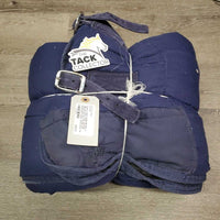 Lt Quilt Stable Blanket, 2 legs *gc, clean, older, shavings repairs, pilly, mnr threads, hair, seam pulls, snags, faded
