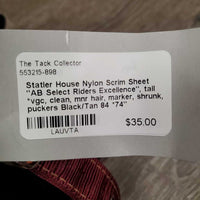 Nylon Scrim Sheet "AB Select Riders Excellence", tail *vgc, clean, mnr hair, marker, shrunk, puckers

