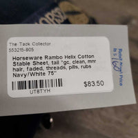 Cotton Stable Sheet, tail *gc, clean, mnr hair, faded, threads, pills, rubs