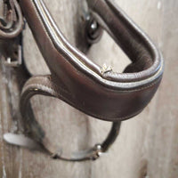 Padded Anatomical Bridle, Rubber Reins *vgc/gc, clean, mnr residue/film, v.loose keepers, No Brow, peeled rubber
