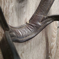 Padded Anatomical Bridle, Rubber Reins *vgc/gc, clean, mnr residue/film, v.loose keepers, No Brow, peeled rubber
